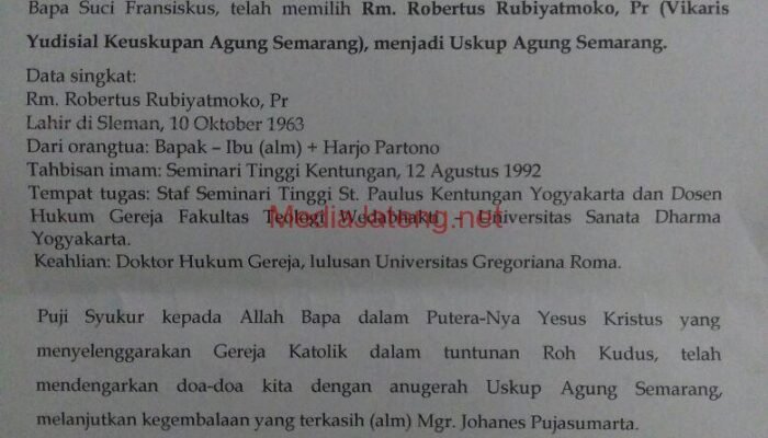 Kabar Gembira, Romo Ruby Uskup Semarang
