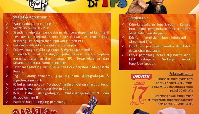Tekan Angka Golput, KPU Grobogan Ajak Masyarakat Ikut Lomba Selfie TPS